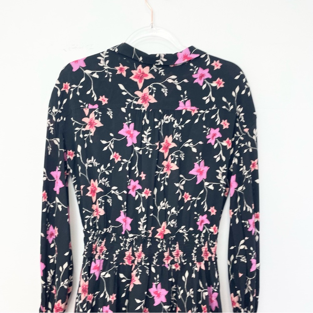 Free People Lighten Up Floral Mini Dress Long Sleeve Black Pink Boho Small - Picture 7 of 7